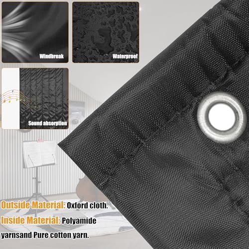 Extra Large Sound Dampening Blankets, 96" x 54.5" Sound Absorbing Blanket Sound Absorbing Curtains - 0.24" Thickness, Noise Reducing Blackout, Recording Studio Acoustical Treatments, Black - view 4
