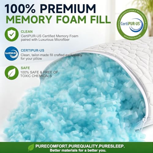 Cooling Bed Pillows for Sleeping 2 Pack Shredded Memory Foam Pillows Adjustable Pillow for Side Back Stomach Sleepers Luxury Gel Pillows Queen Size Set of 2 with Washable Removable Cover - view 2