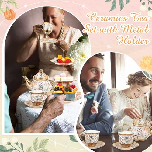 21 Pcs Porcelain Tea Set for Women Tea Party, Stylish Style - view 5