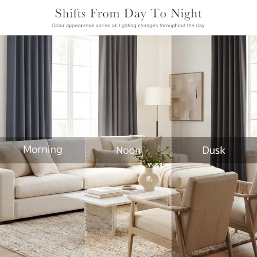 Blackout Curtains Thermal Insulated Window Treatment Panels Room Darkening Shade Drapes for Living Room Back Tab/Rod Pocket Bedroom Draperies, 34 x 63 Inch, Grey, 2 Panels - view 7