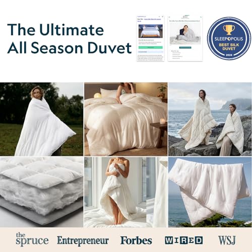 All-Season Silk Comforter, Quilt and Duvet Insert for Hot Sleepers, 100% Silk Fill with 100% Cotton Shell, Luxuriously Soft, Moisture-Wicking, White, Silk Weight: 3.2lbs - Queen Size (90" x 90") - view 2