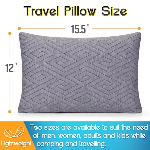 Travel Pillow for Sleeping Camping, Memory Foam Small Pillow with Breathable Cover for Backpacking, Airplane, Car (15.5 X 12 Inch) - view 2