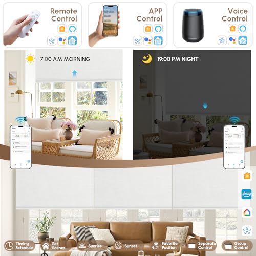 No Drill Motorized Blinds with Remote, 100% Blackout Roller Shades - view 3