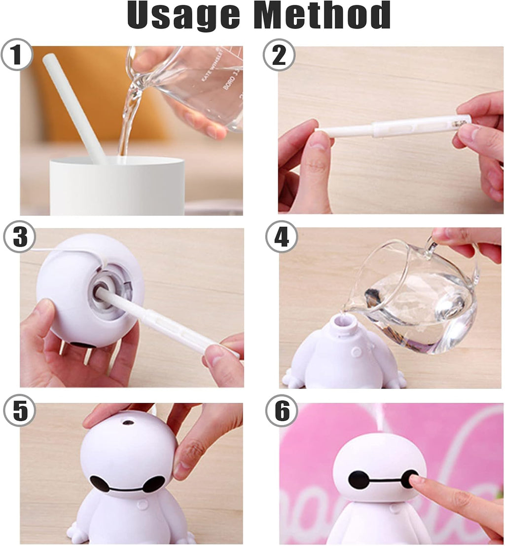Humidifiers portable small cool mist humidifiers mini USB personal desktop for travel, car, office room, bedroom (white) - view 6