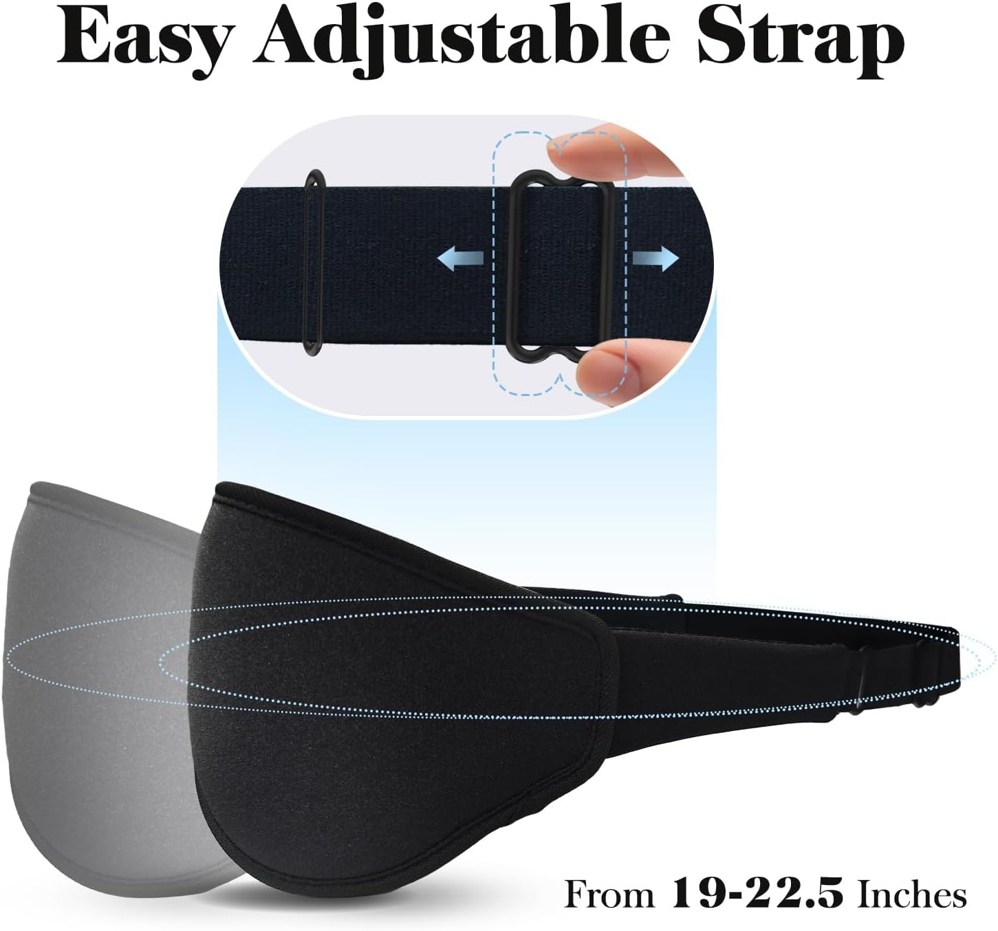 3D Eye Mask Sleep Mask for Men & Women, 100% Pressure-Free & Light Block-Out Eye Mask for Sleep with Easy Adjustable Strap, Night Eye Cover for Travel, Black - view 5