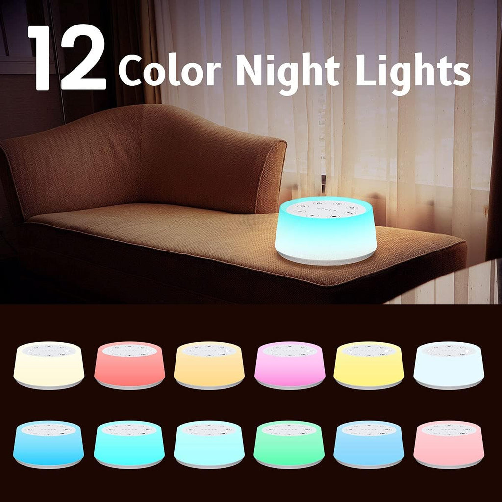 White Noise Machine with 30 Sleep Music 5 Timers 12 Colors Baby Night Light with Memory Function Sound Machine for Sleep Nursery Home Travel(T-White) - view 3