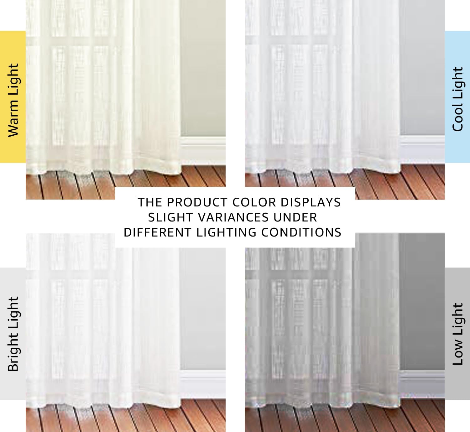 White Sheer Linen Curtains for Windows 84 inch Length, Grommet Top Semi Sheer Vertical Drapes Privacy with Light Filter for Bedroom/Living Room/Sliding Door, 52 inch Wide, 2 PCs - view 3