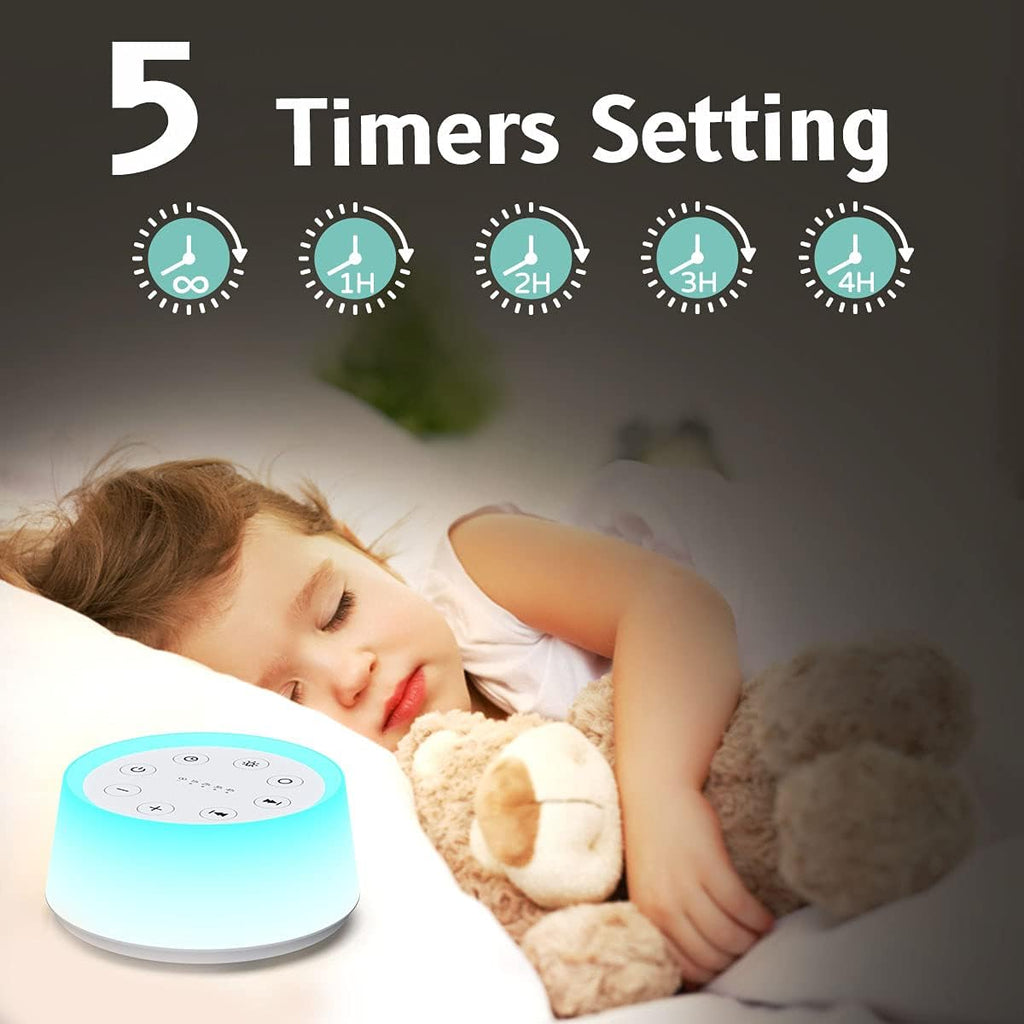 White Noise Machine with 30 Sleep Music 5 Timers 12 Colors Baby Night Light with Memory Function Sound Machine for Sleep Nursery Home Travel(T-White) - view 5