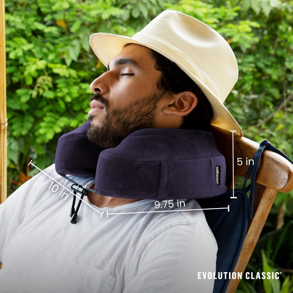 Neck pillow for airplane travel memory foam u shaped design supportive for sleeping with adjustable support clasp (midnight black). - view 5