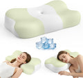 Memory Foam Cervical Pillow, Neck Comfort Support,Ergonomic High-Low Contour Neck Pillow, Supportive Sleeping Pillow for Side, Back, Stomach Sleepers, Removable Washable Cover(Green)