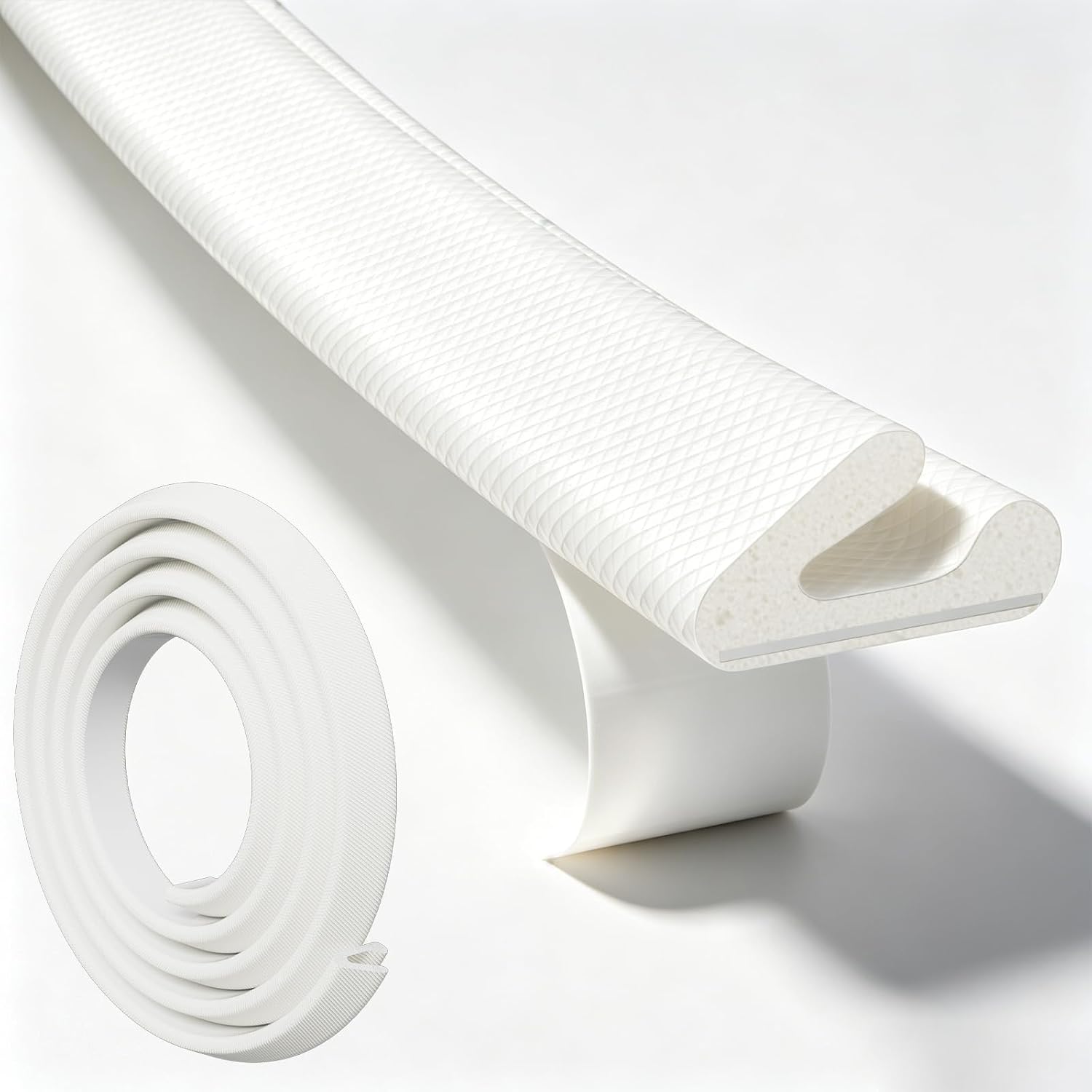 V-Shaped Weather Stripping for Doors and Windows,Large Gap Door Seal Strip | Foam Window Draft Stopper with Adhesive,Door Soundproofing Window Insulation for Winter,Fits 0.2"-0.45" Gaps (9.8',White)