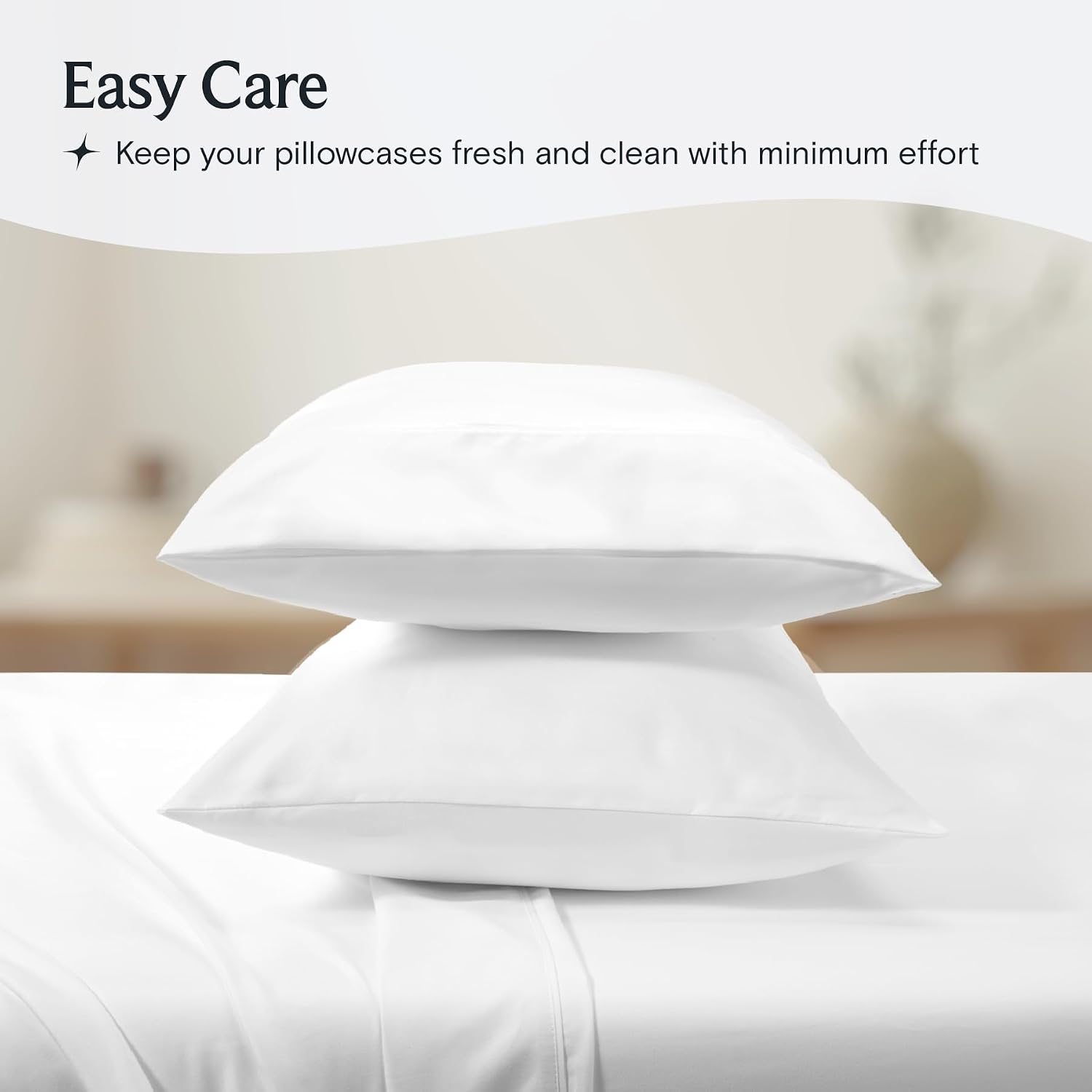 Pillow cases 2 pack - eco friendly wrinkle free cooling pillow cases with satin trim - machine washable hotel bedding silky soft - White Standard/Queen - view 5