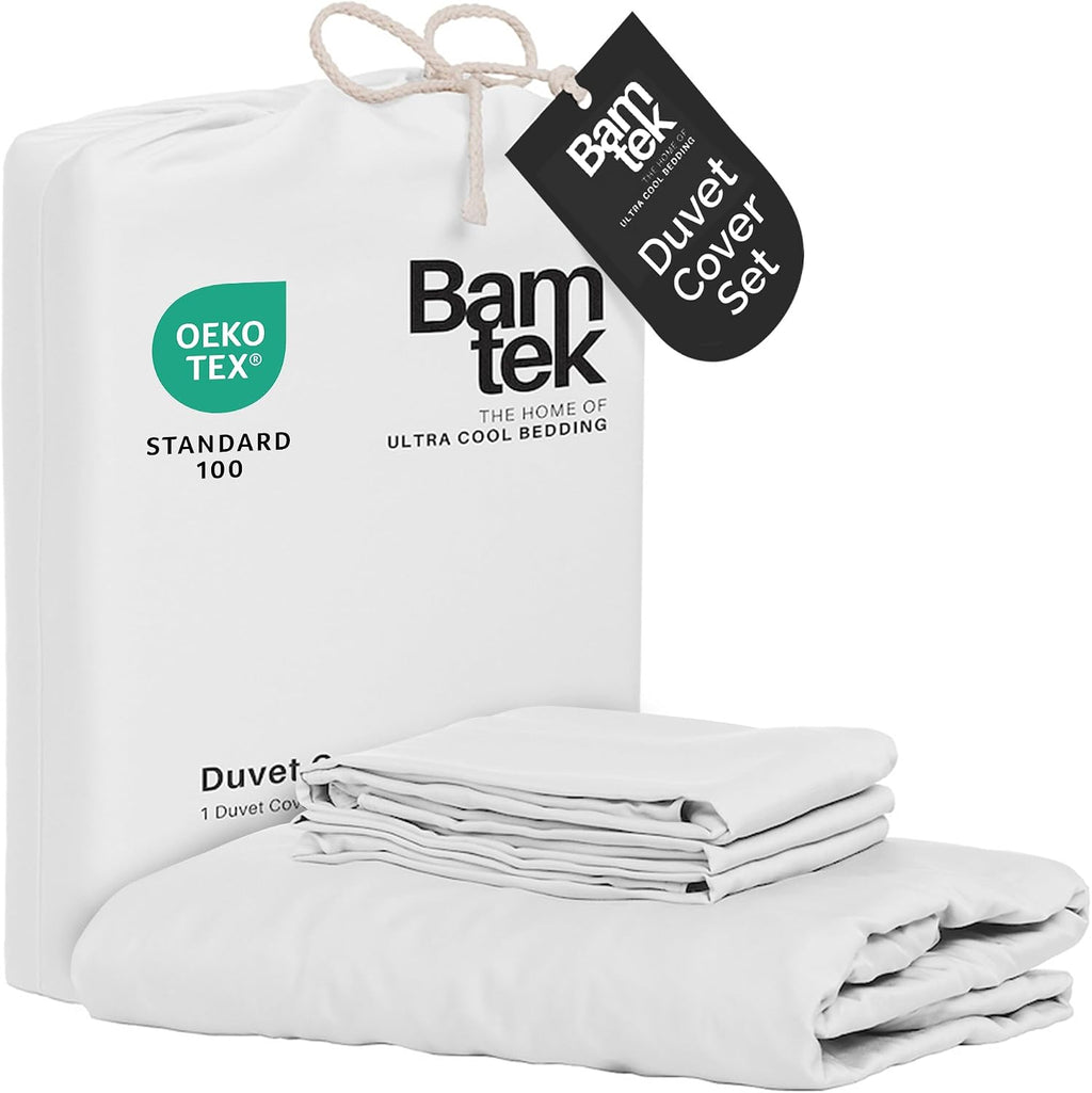 Bamtek100% Viscose Derived from Bamboo Duvet Cover Set King Size, 3 PC | Luxury Cooling Duvet Cover for Hot Sleepers, Silky Buttery Soft Comforter Cover & 2 PC King Pillowcases, Moss - view 5