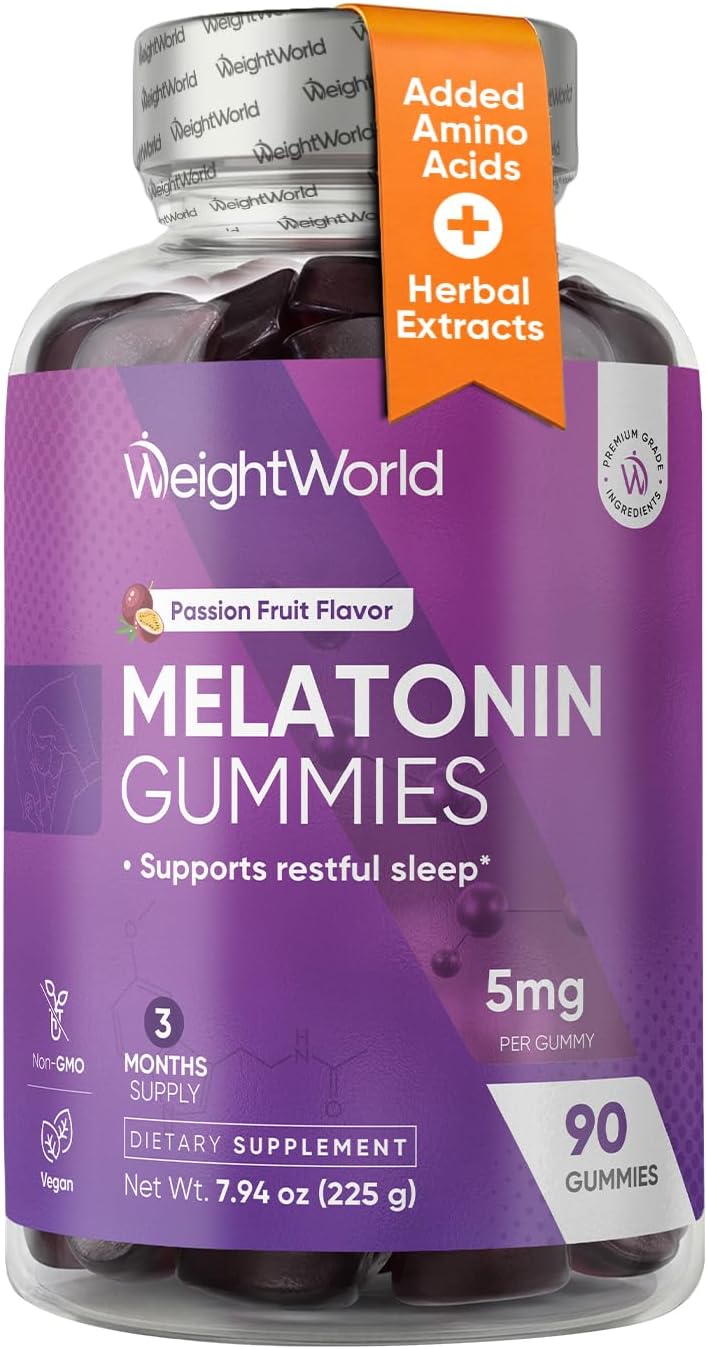 Melatonin Gummies for Calm & Restful Sleep | Melatonin 5mg + L-theanine, GABA, Lemon Balm, Passion Flower & Chamomile Extracts | Sleep aids for Adults, Vegan, Passion Fruit-Flavor, 90 Ct