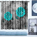 Teal Rose Raindrop Blackout Curtains 42x63 Inch 2 Panels