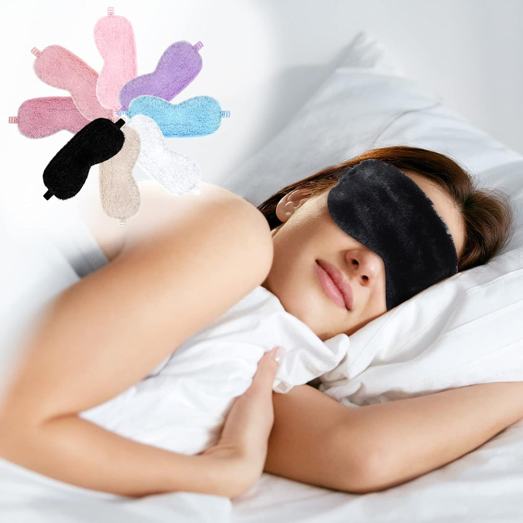 8 Pieces Plush Eye Masks Bulk Eye Covers for Sleeping Faux Fur Eye Mask Slumber Party Favors Masks for Women - view 4