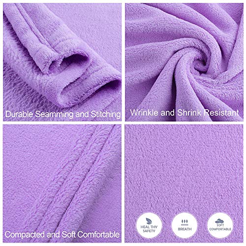 Throw Blanket 50"x60", Soft Plush Fleece Throws for Sofa, Travel, Camping, Airplane - 2 Pack Violet&Teal - view 4
