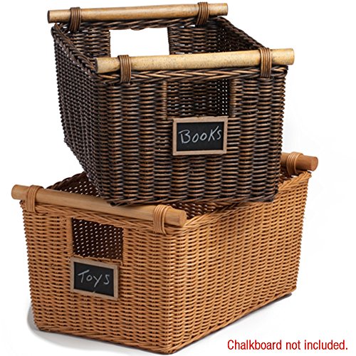 Pole Handle Wicker Storage Basket, M, Walnut Brown - view 3