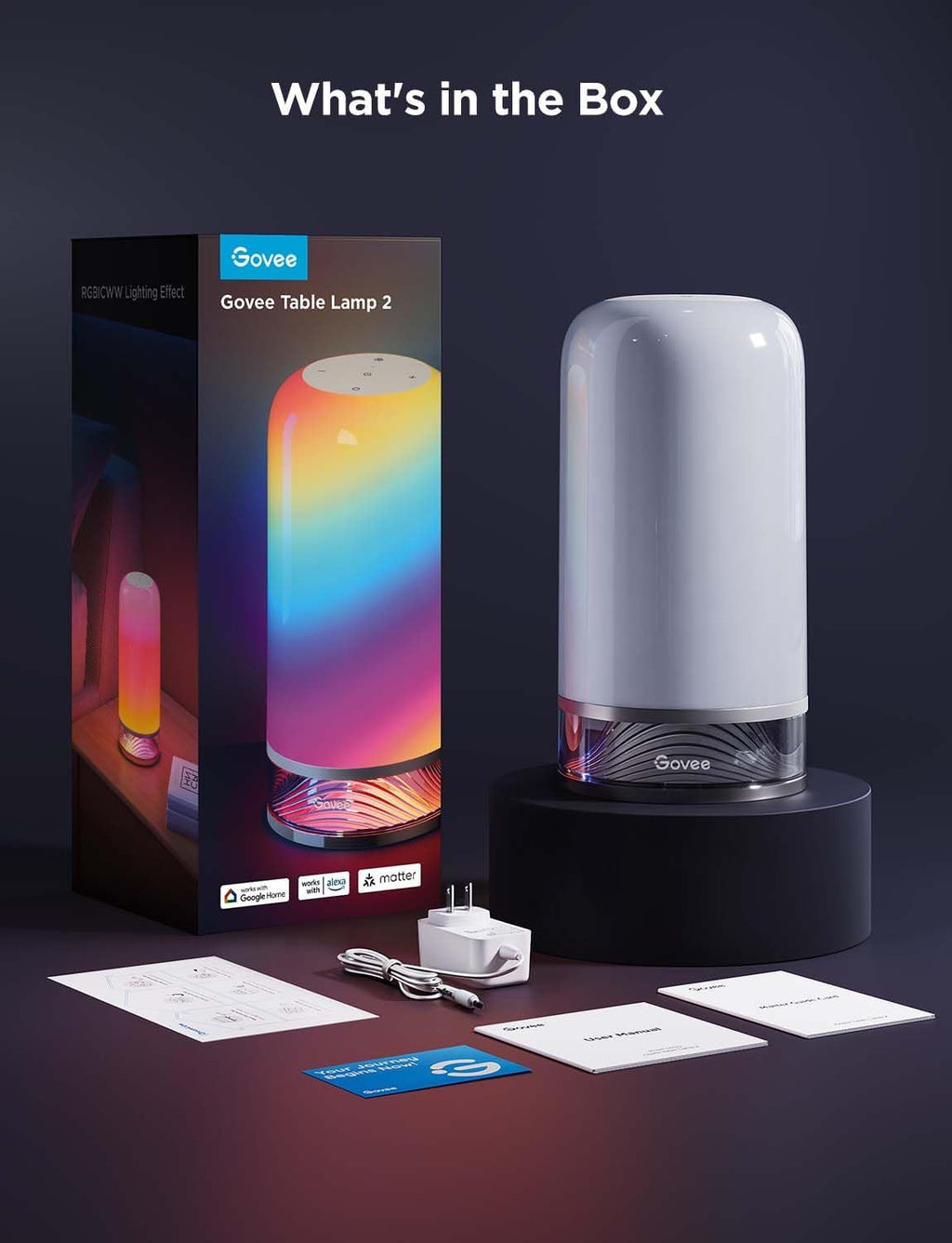 RGBIC smart table lamp 2, touch bedside small table lamp (corded) | LED desk lamp compatible with SmartThings, Matter, Alexa, nightstand lamp for bedroom living room night light, 64 scene modes - view 8
