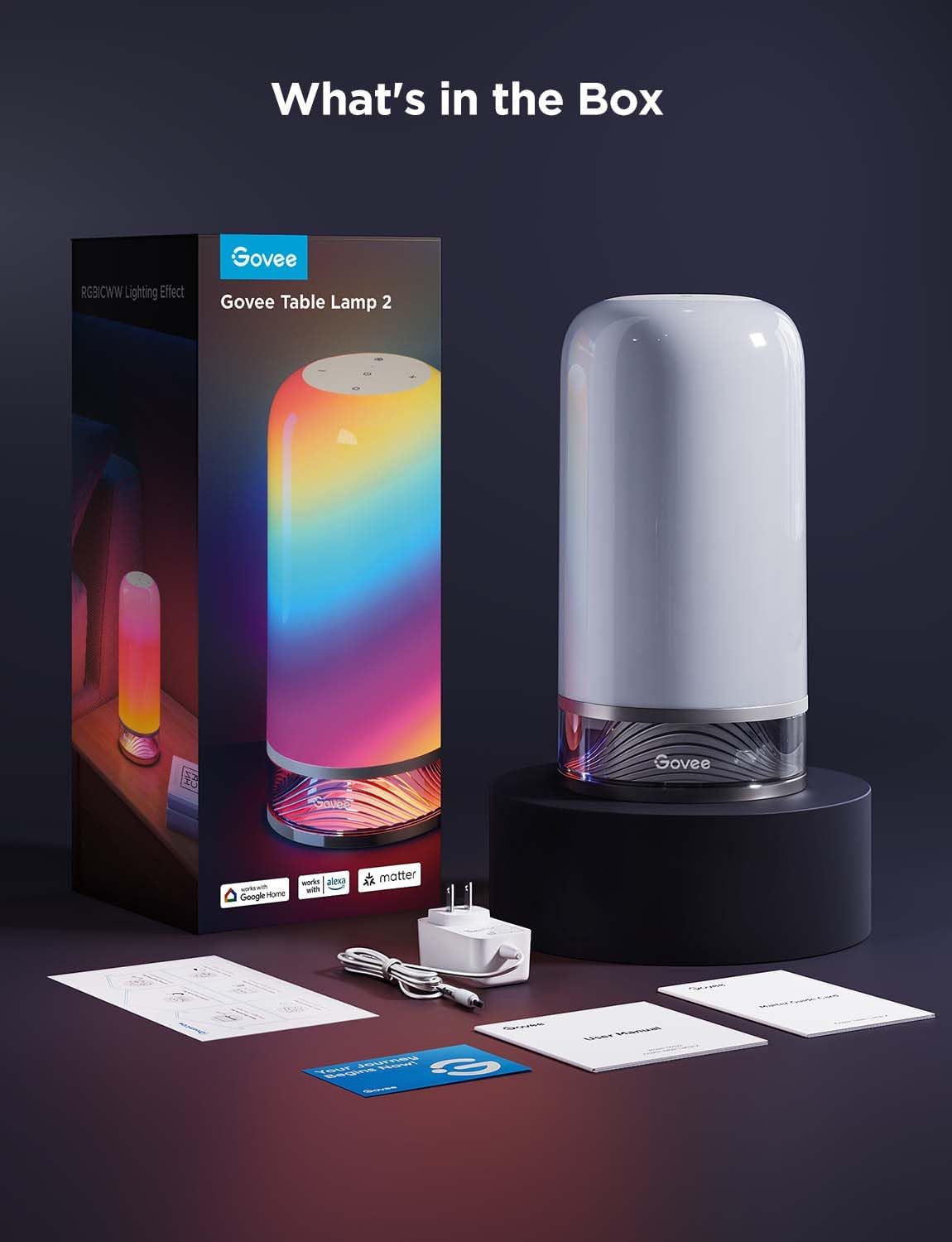 RGBIC smart table lamp 2, touch bedside small table lamp (corded) | LED desk lamp compatible with SmartThings, Matter, Alexa, nightstand lamp for bedroom living room night light, 64 scene modes - view 8