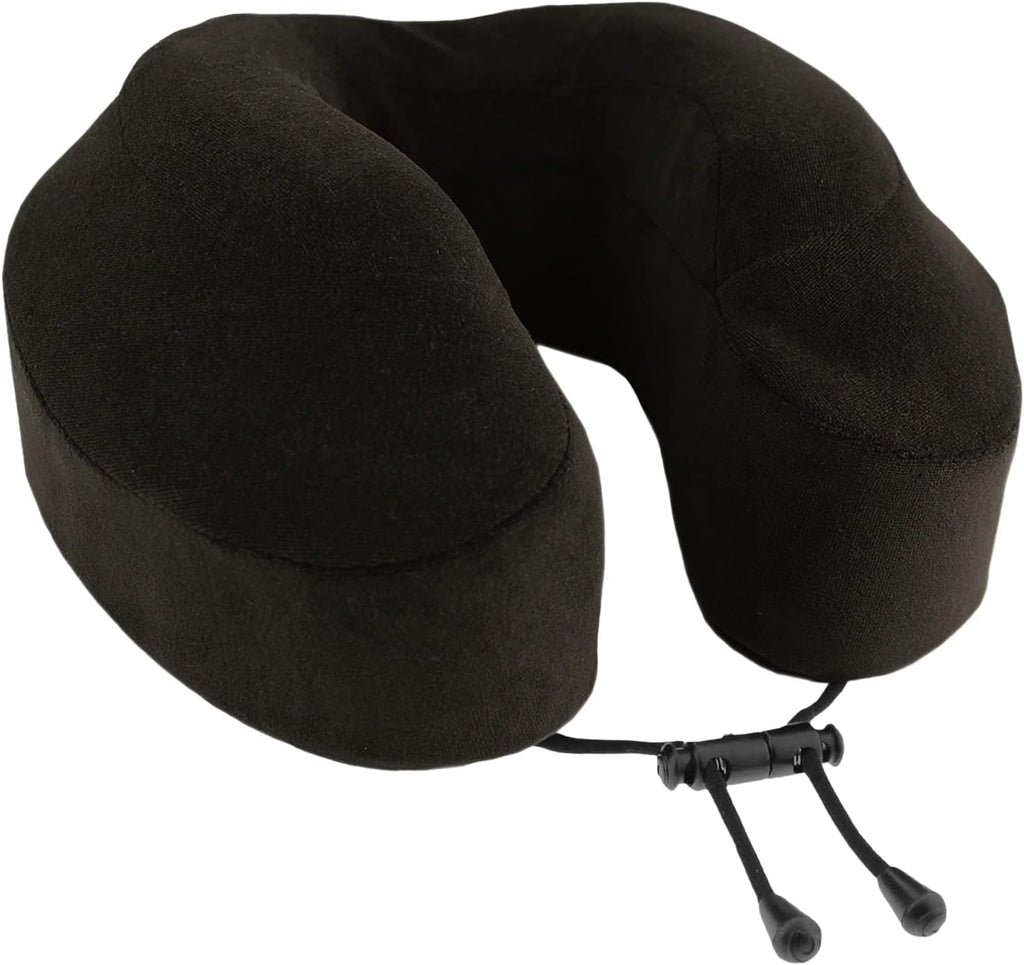 Neck pillow for airplane travel memory foam u shaped design supportive for sleeping with adjustable support clasp (midnight black).