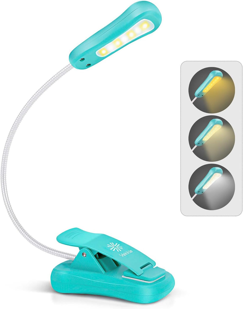 Rechargeable Book Light for Reading in Bed(Blue) | 3 Color x 3 Brightness/Lightweight Reading Light, Up to 70 Hours Lighting/Great for Readers, Travel
