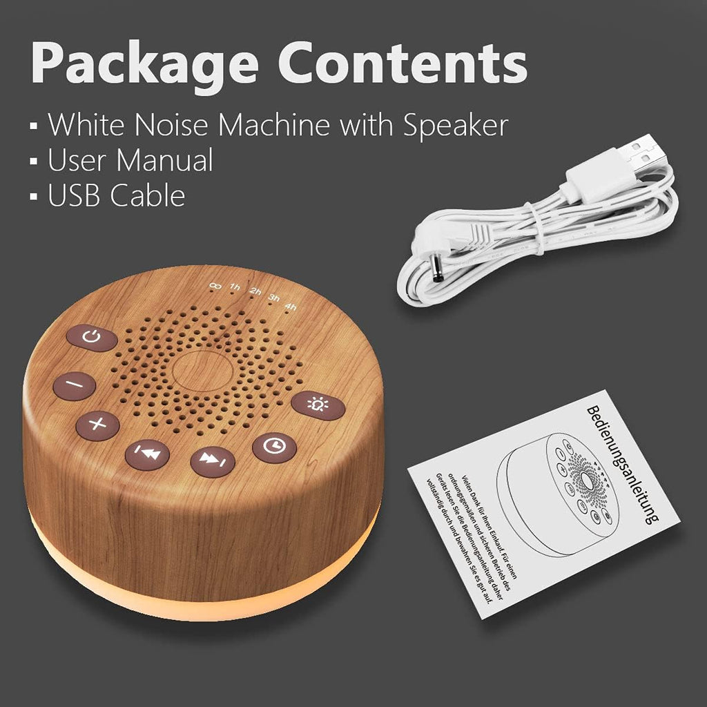 Sound White Noise Machine with 25 Soothing Sounds and Night Lights with Memory Function 32 Levels of Volume and 5 Sleep Timer Powered by AC or USB for Sleeping Relaxation (Wood) - view 6