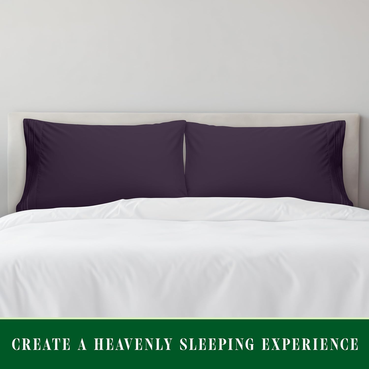 Luxury ultra-soft 2-piece pillowcase set - 1500 premium hotel quality microfiber double brushed - wrinkle resistant, king size, purple - view 3