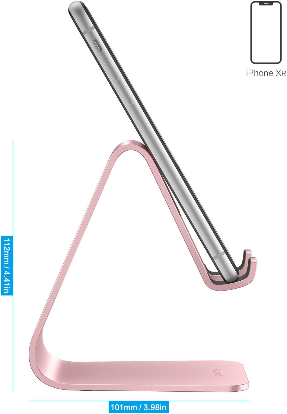 Upgraded aluminum cell phone stand for desk, durable phone dock | protective pads cellphone dock for iPhone 17/16/15/14/13 Pro Max Air, iPad mini, Android smartphones - rose gold - view 3