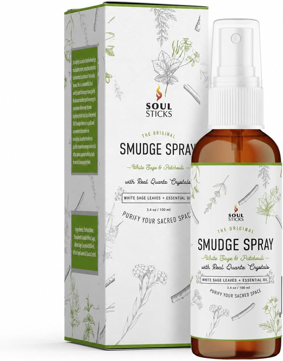 White Sage & Lavender Smudge Spray – 3.5oz Smokeless Mist with Quartz Crystals – Calming Essential Oil Spray for Sleep, Stress Relief, Meditation, and Energy Cleansing - view 7