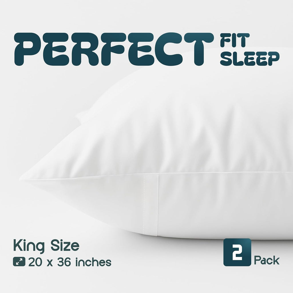 King Pillow Covers with Zipper 2 Pack - 20 x 36 Ultra-Soft, Cozy and Noiseless King Pillow Protector, 200 Thread Count, Fade-Resistant Pillow Shams - view 2