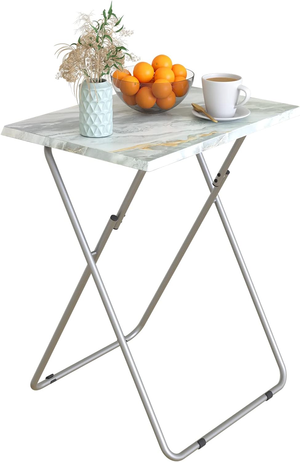 Portable folding TV tray dinner snack trays table with light weight, 15 x 18.9 x 26 in (smoky grey, 1pc)