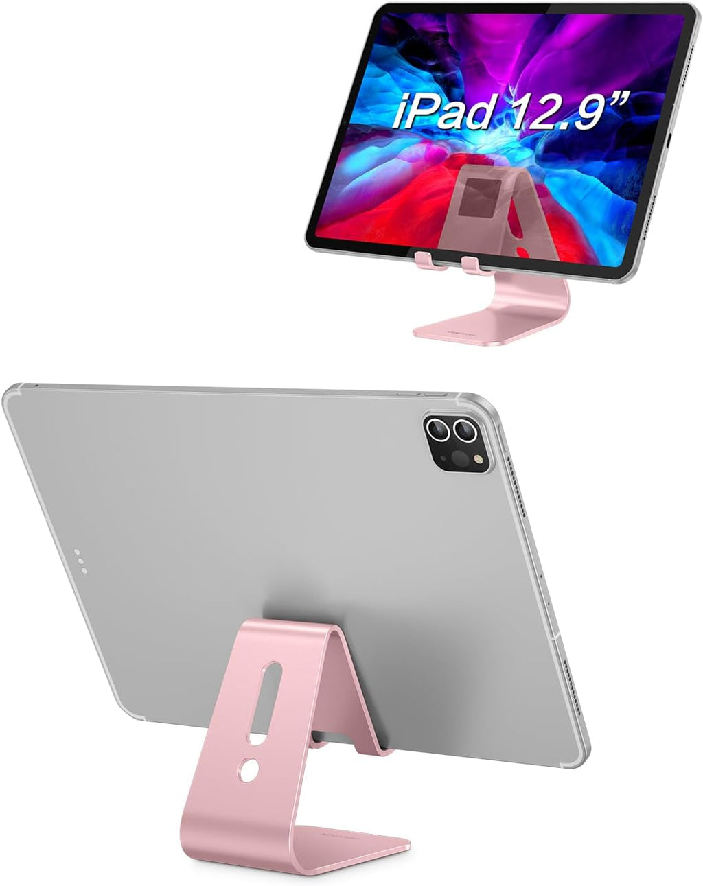 Upgraded aluminum cell phone stand for desk, durable phone dock | protective pads cellphone dock for iPhone 17/16/15/14/13 Pro Max Air, iPad mini, Android smartphones - rose gold - view 6