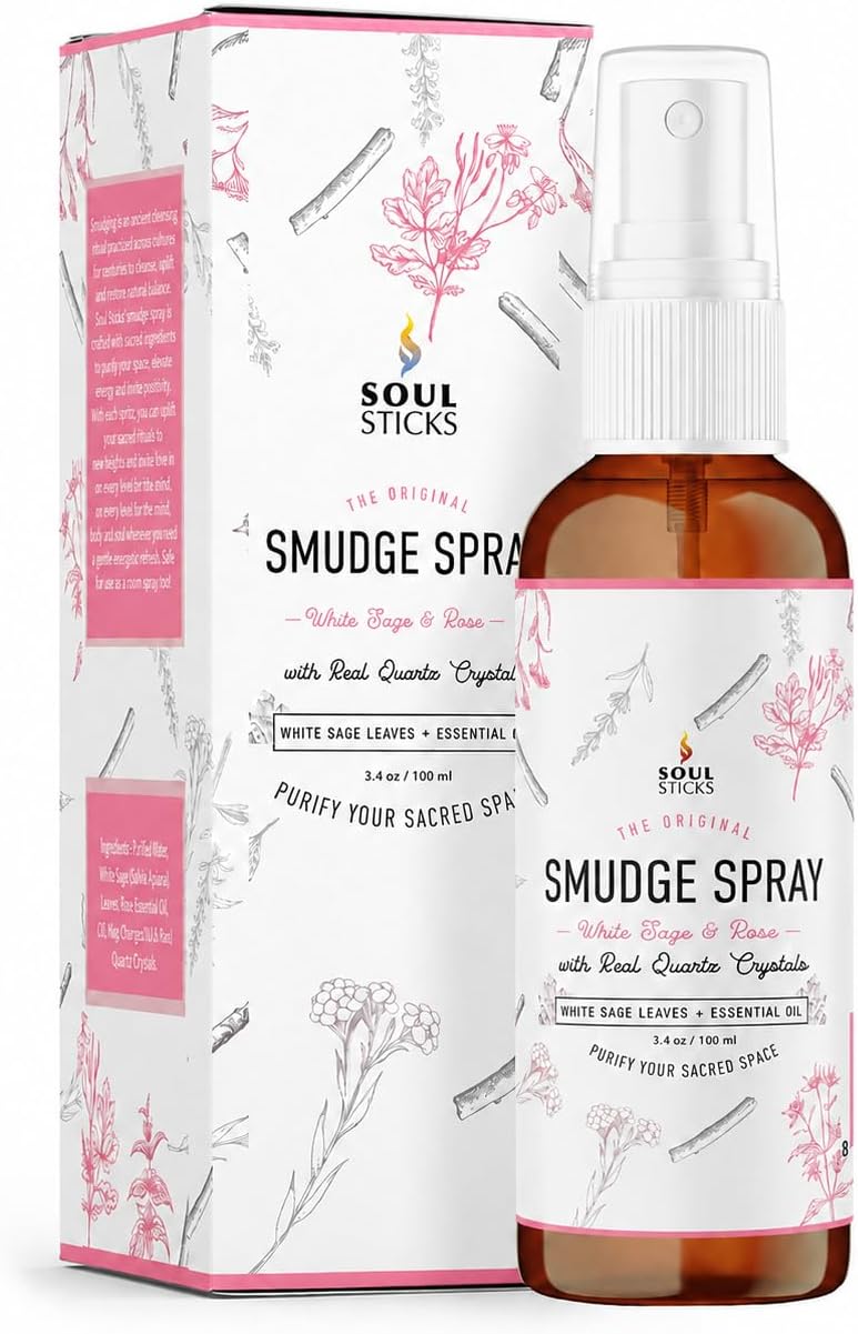 White Sage & Lavender Smudge Spray – 3.5oz Smokeless Mist with Quartz Crystals – Calming Essential Oil Spray for Sleep, Stress Relief, Meditation, and Energy Cleansing - view 8