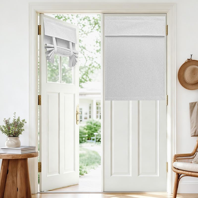 100% Blackout Linen French Door Curtain 30x40 Inch, White