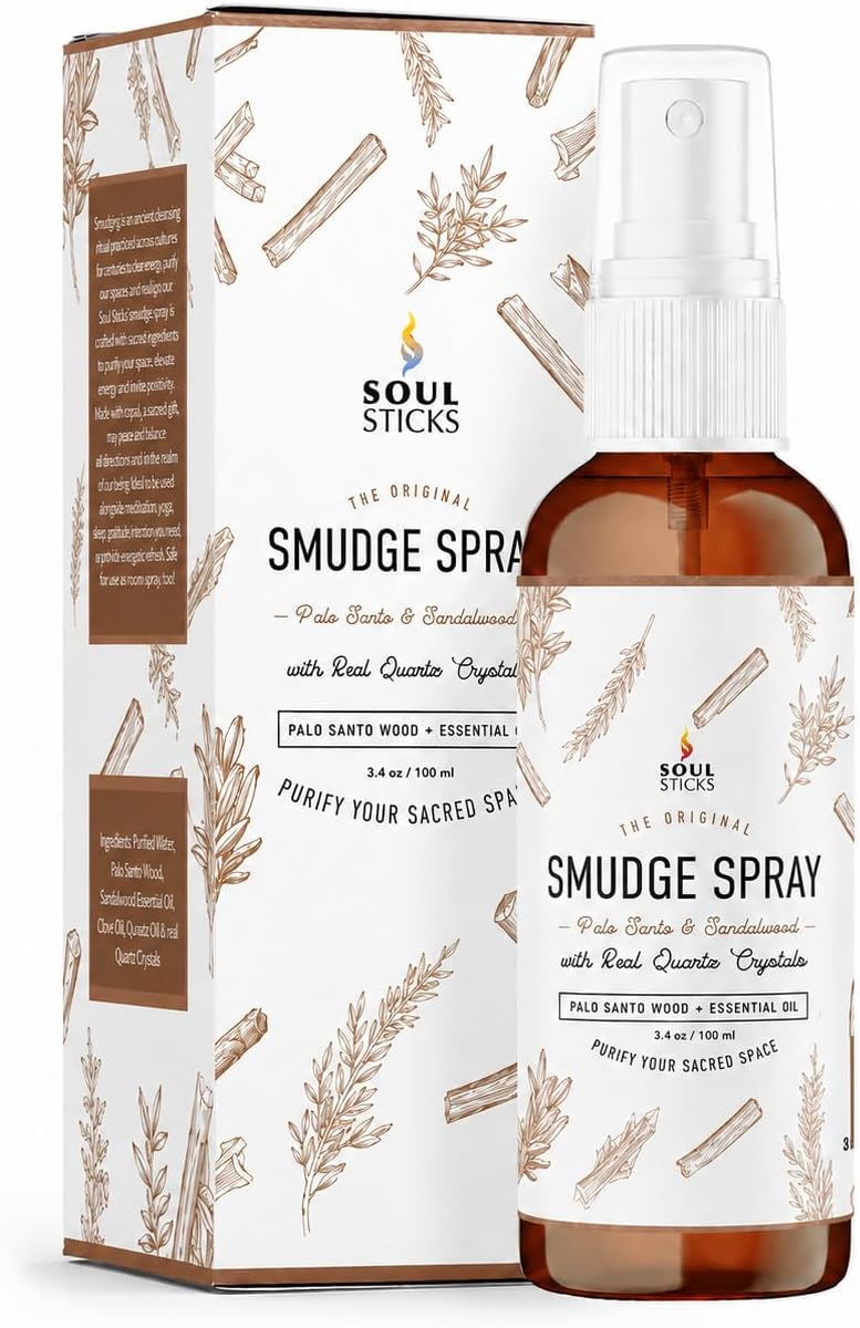 White Sage & Lavender Smudge Spray – 3.5oz Smokeless Mist with Quartz Crystals – Calming Essential Oil Spray for Sleep, Stress Relief, Meditation, and Energy Cleansing - view 6