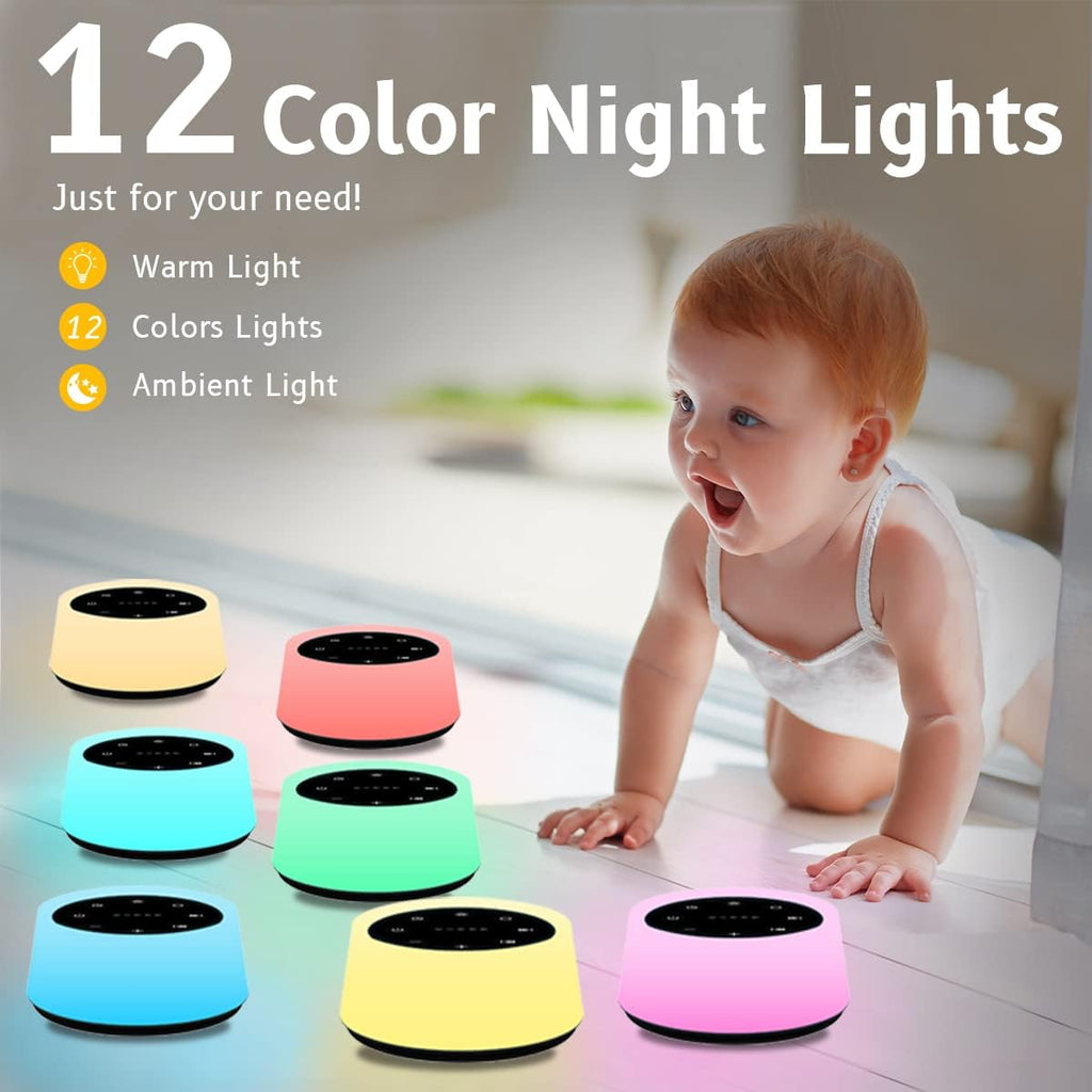 Sound Machine and White Noise Machine with 30 Soothing Sounds 12 Colors for Kids Adult Baby Night Light with Memory Function for Home Office (Black) - view 2