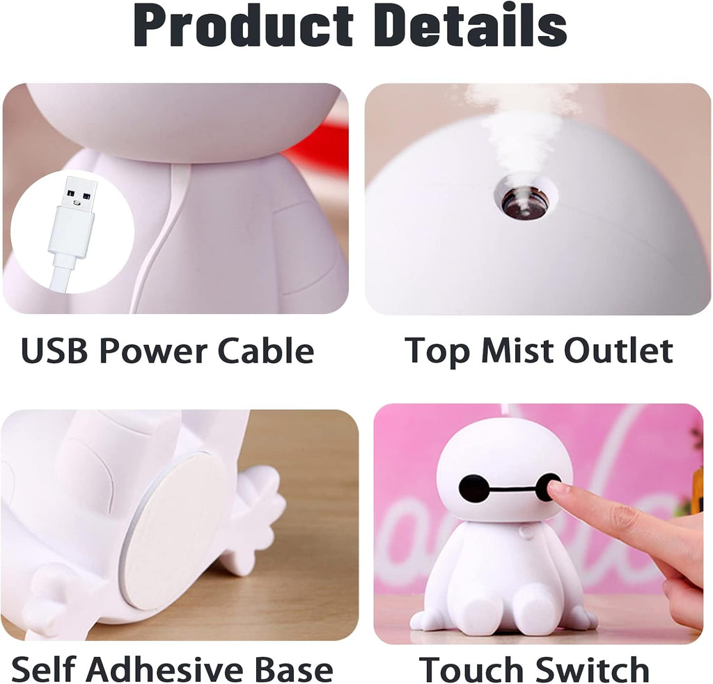 Humidifiers portable small cool mist humidifiers mini USB personal desktop for travel, car, office room, bedroom (white) - view 3