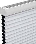 Cordless Cellular Shades,Blackout Honeycomb Shades for Windows,Pull Down Pleated Blinds,Easy to Install for Indoor Windows and French Doors,White(Blackout),34" w x 64" h