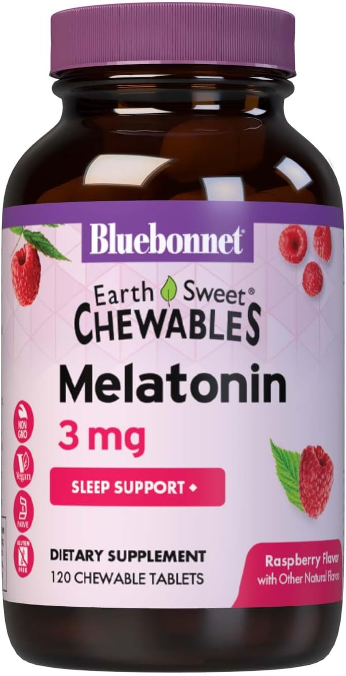 Nutrition melatonin 3 mg fast-acting quick dissolve nighttime relaxation & restful sleep support - sleep aid - gluten-free, vegan - raspberry flavor - 120 chewable tablets