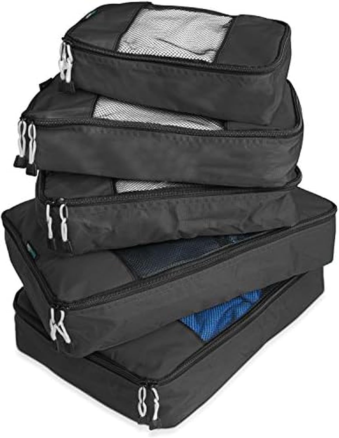 Packing cubes for travel - 5 piece set with pattern design, lightweight ripstop nylon luggage organizers with mesh panel, small medium large sizes