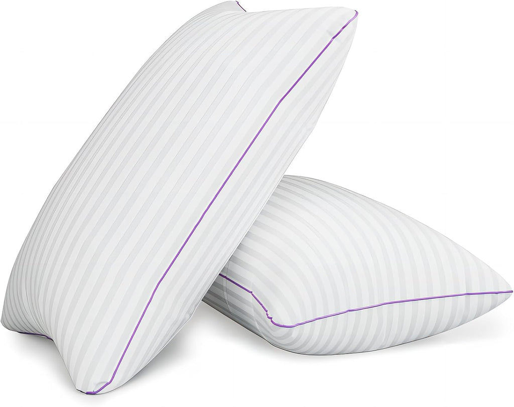 Pillows Standard Size Set of 2,Breathable Hotel Collection Bed Pillows for Sleeping Medium Soft Down Alternative Microfiber Filled,17 x 26 Inches