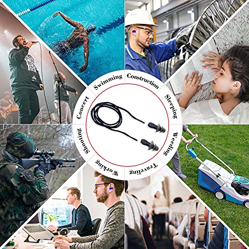 Ear Plugs for Sleeping Noise Canceling, 16 Pairs Reusable Ear Plugs Soft Silicone Earplugs Noise Reduction with Nylon Cord Hearing Protection for Shooting,Snoring,Travel, Work, Studying, Loud Noise - view 5