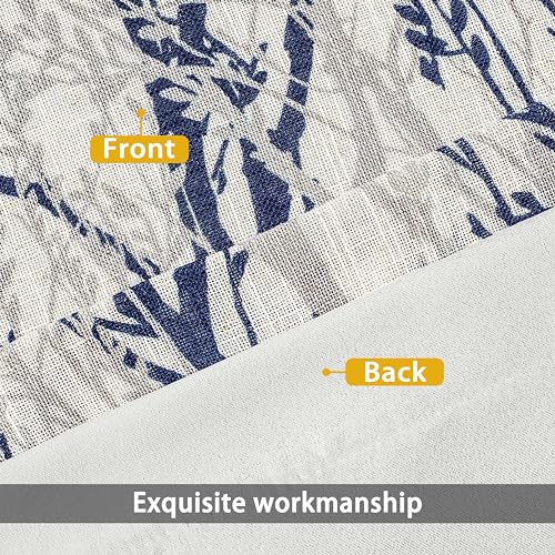 Linen Printed Blackout Curtains Tree Branch Pattern Double Layer 84 Inches Long for Bedroom Classic Thermal Insulated Summer Sound Lined Grommet Drapes for Living Room 2 Panels Blue/Linen - view 4