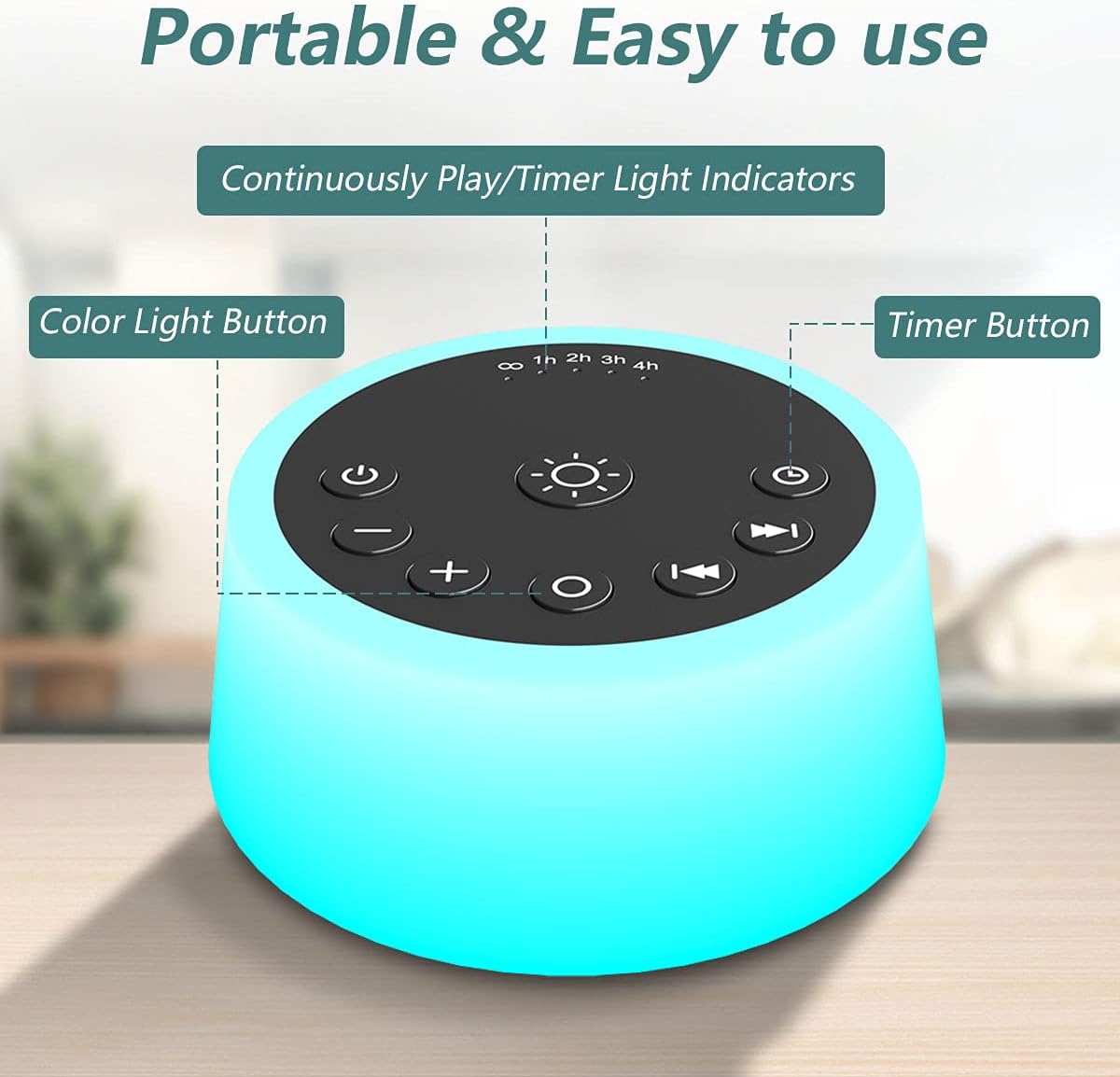 Sound Machines with 10 Colors Night Light 25 Soothing Sounds and Sleep White Noise Machine 32 Volume Levels 5 Timers Adjustable Brightness Memory Function for Adults Kids Baby - view 5