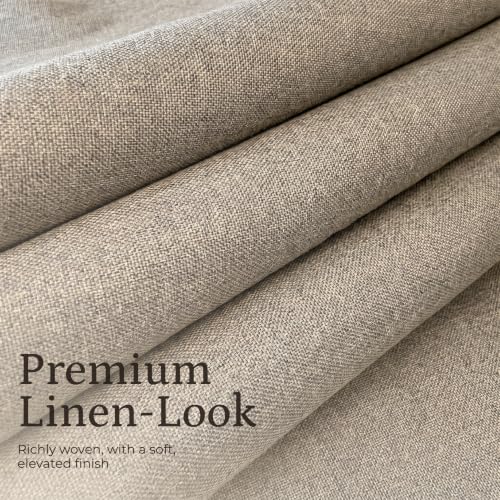 Linen Look 100% Blackout Bedroom Curtains, 96 Inch Long, Taupe - view 5