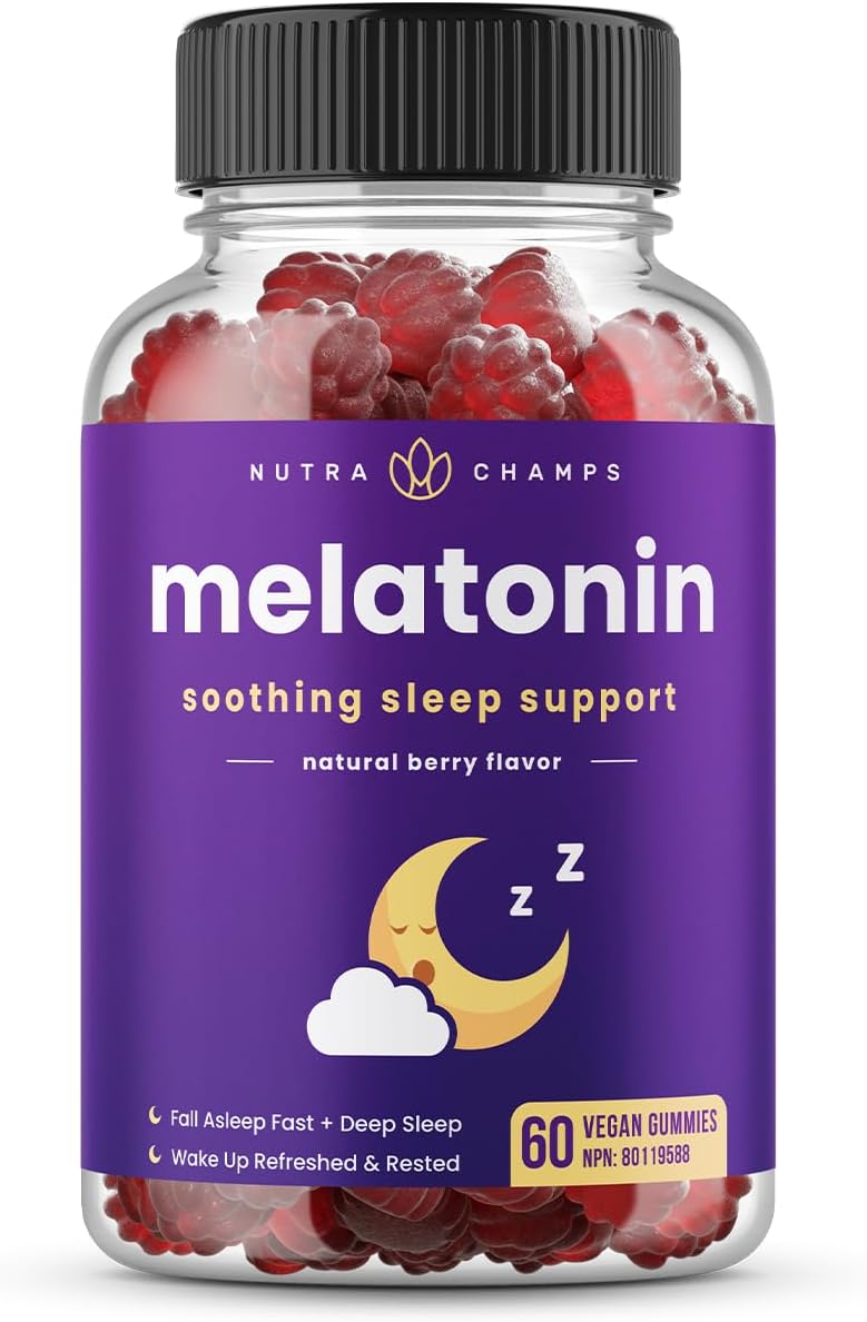 Melatonin gummies for kids & adults, natural sleep aid drug-free, vegan berry flavor kids melatonin gummy supplement, 2.5mg, 5mg or 10mg dose, sleeping pills substitute, 60 count pack of 1