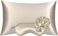 Satin sleep set – pillowcase, eye mask & scrunchie – champagne | frizz-free 3-piece self care kit for hair & skin, large no-crease scrunchie, standard 20"x26", beauty sleep set