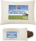 Organic Buckwheat Pillow for Sleeping with Organic Cotton Pillowcase | Kids/Travel Size 11''x16'' Adjustable Firmness & Height for Neck Pain Relief, Buckwheat Travel Pillow For Side/Back Sleepers