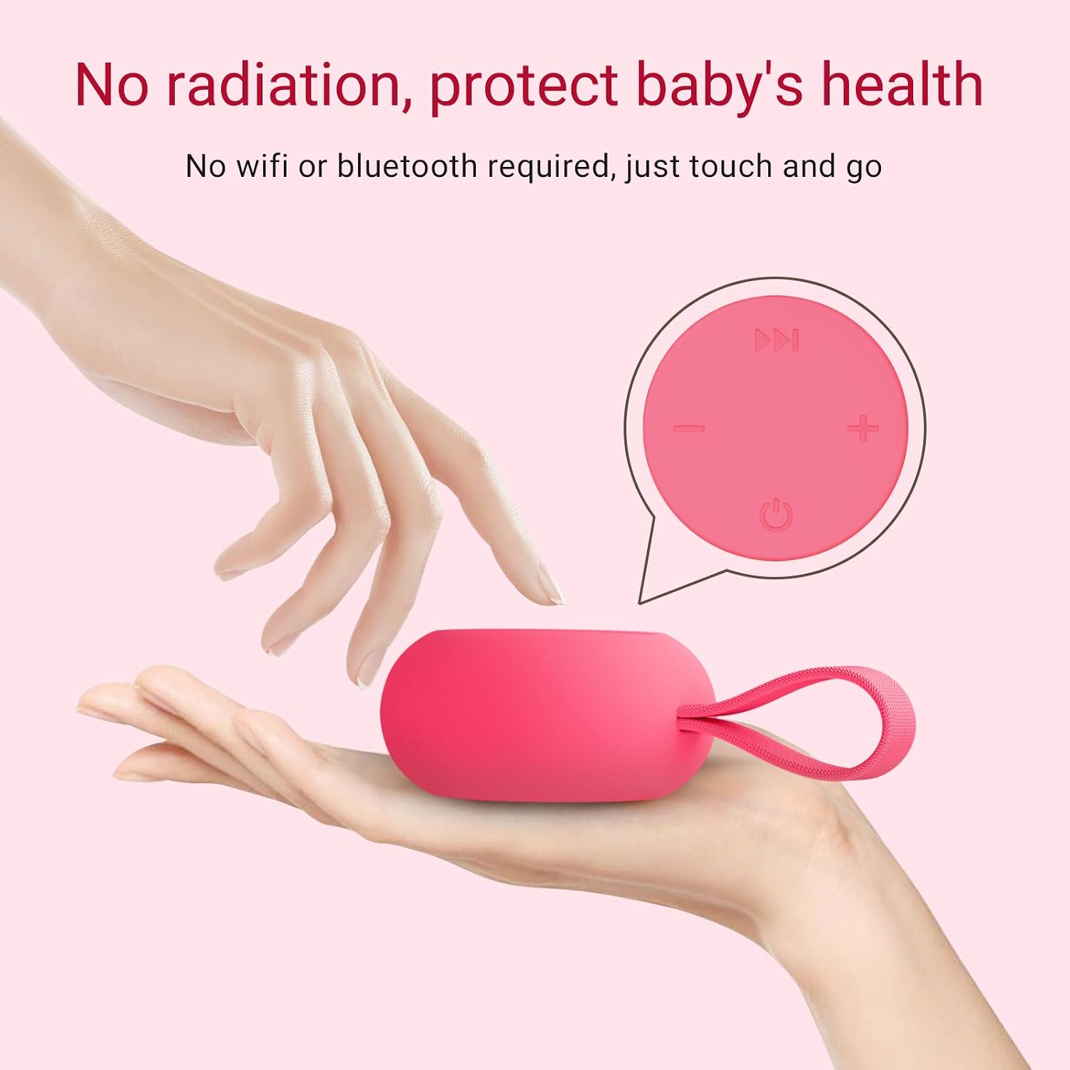 Portable baby sound machine [white noise for babies kids adults] [sleep soother] [12 soothing sounds] 15 hours battery life, registry gift, shower, clips on baby stroller Rose - view 6